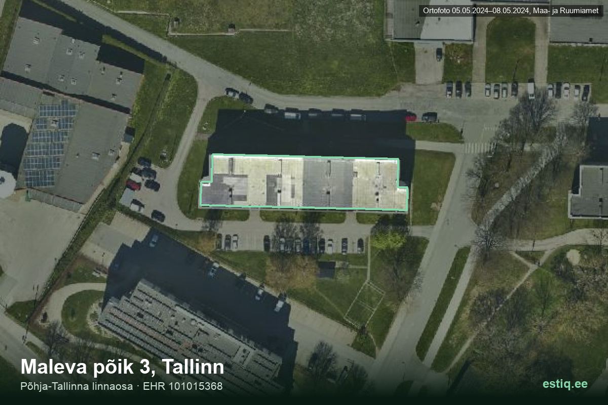 Maleva põik 3, Tallinn – hoone aerofoto, kontuur ehitisregistri (EHR) andmetest