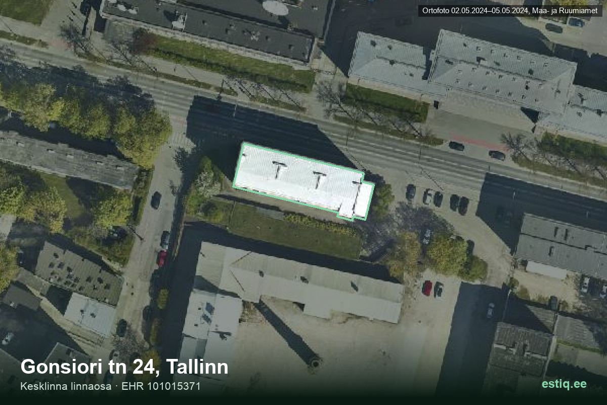 Gonsiori tänav 24, Tallinn – aerial photo of the building, outline from the Building Register (EHR)