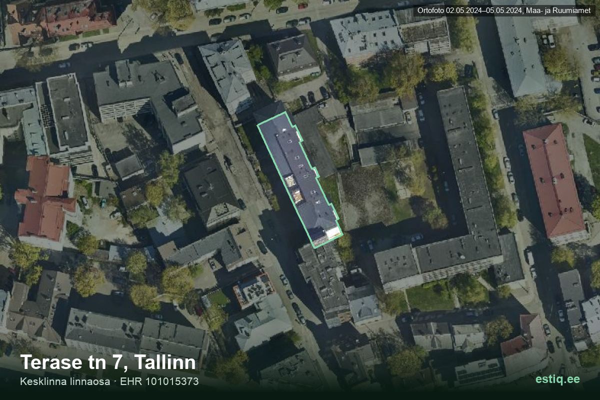 Terase tänav 7, Tallinn – aerial photo of the building, outline from the Building Register (EHR)