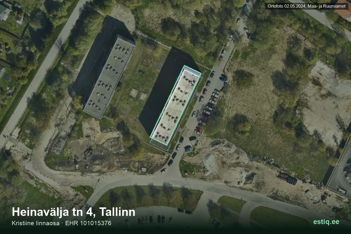 Heinavälja tänav 4, Tallinn – ilmakuva rakennuksesta, ääriviiva rakennusrekisteristä (EHR)