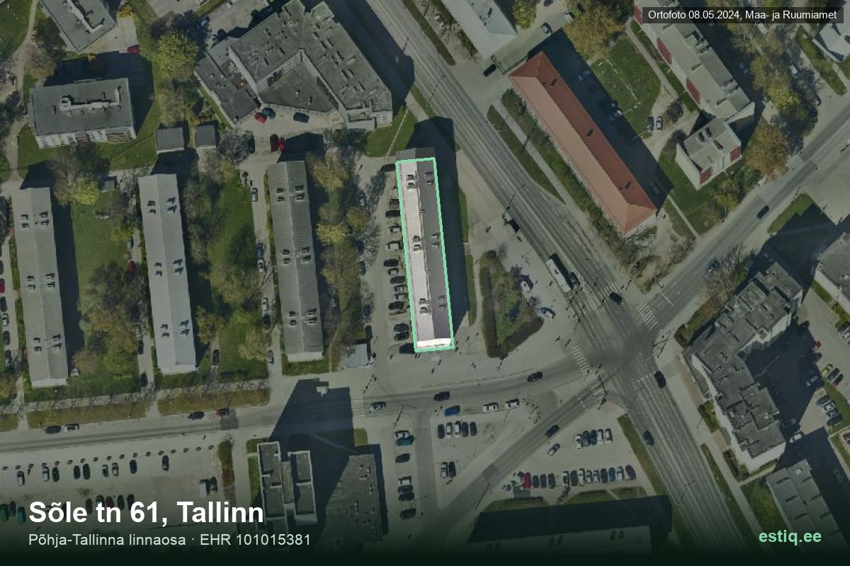 Sõle tänav 61, Tallinn – hoone aerofoto, kontuur ehitisregistri (EHR) andmetest