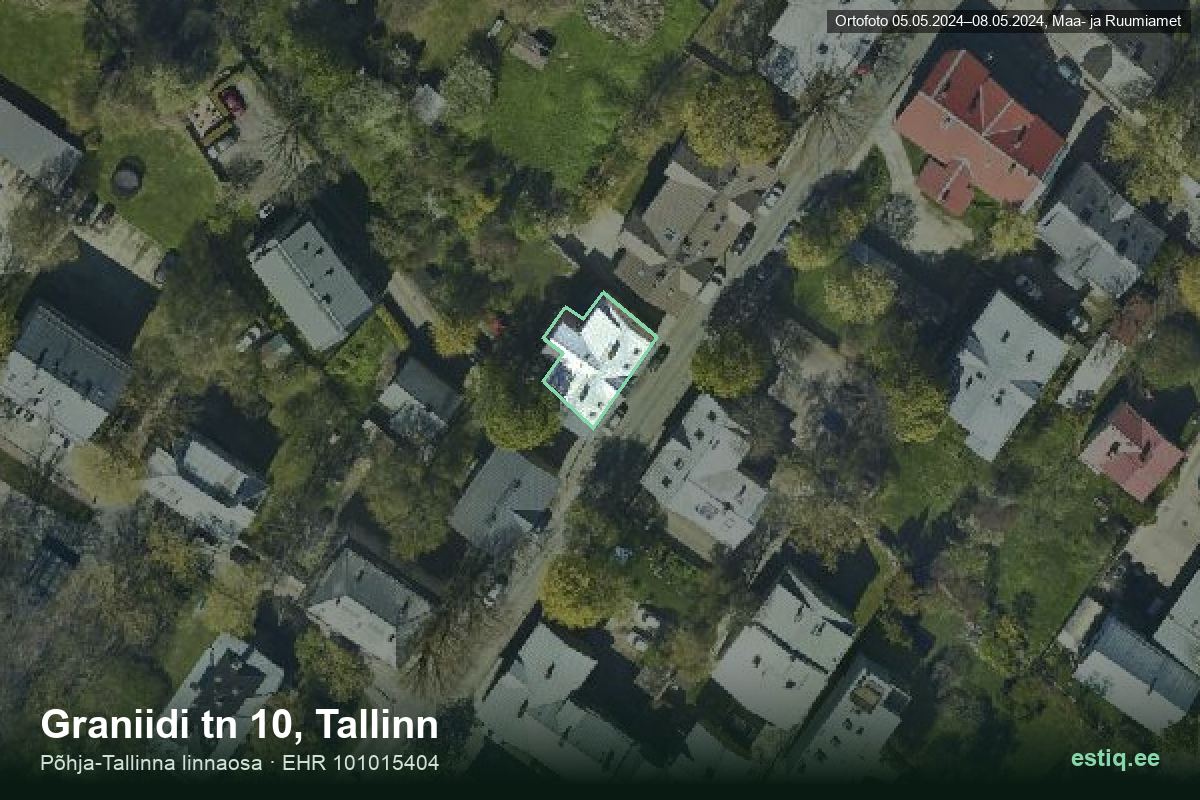 Graniidi tänav 10, Tallinn – hoone aerofoto, kontuur ehitisregistri (EHR) andmetest
