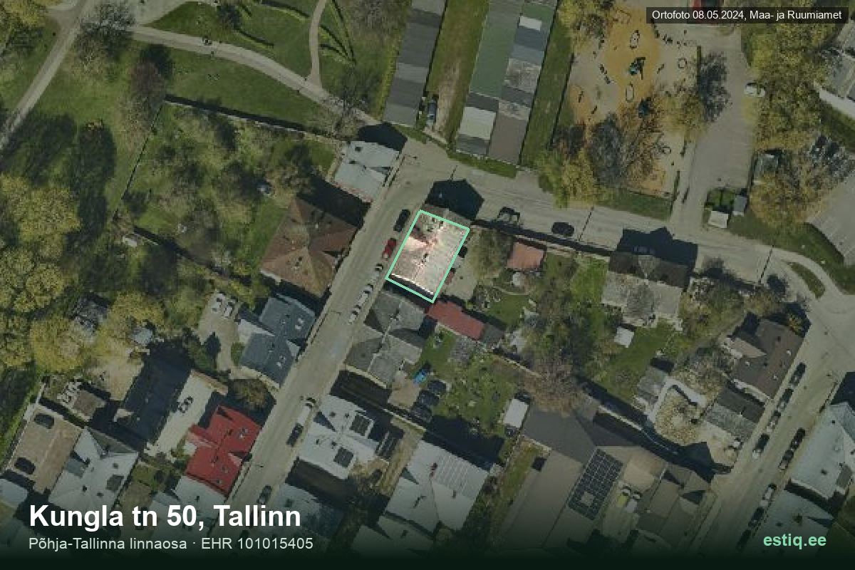 Kungla tänav 50, Tallinn – hoone aerofoto, kontuur ehitisregistri (EHR) andmetest