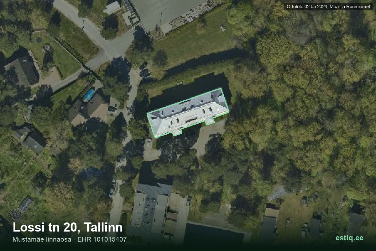 Lossi tänav 20, Tallinn – aerial photo of the building, outline from the Building Register (EHR)