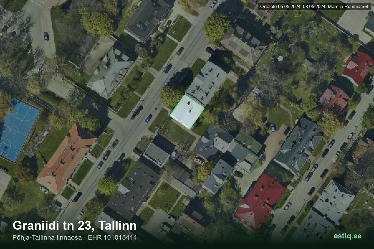 Graniidi tänav 23, Tallinn – hoone aerofoto, kontuur ehitisregistri (EHR) andmetest