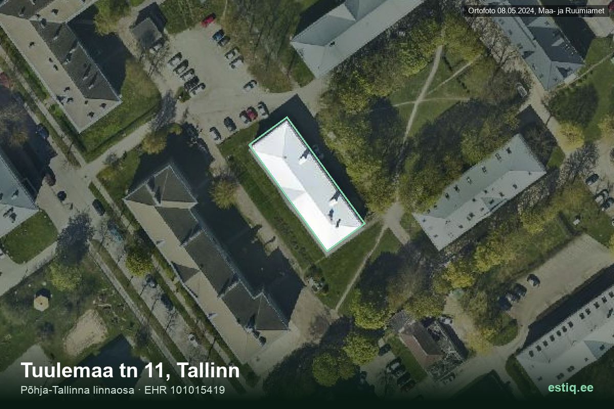 Tuulemaa tänav 11, Tallinn – hoone aerofoto, kontuur ehitisregistri (EHR) andmetest