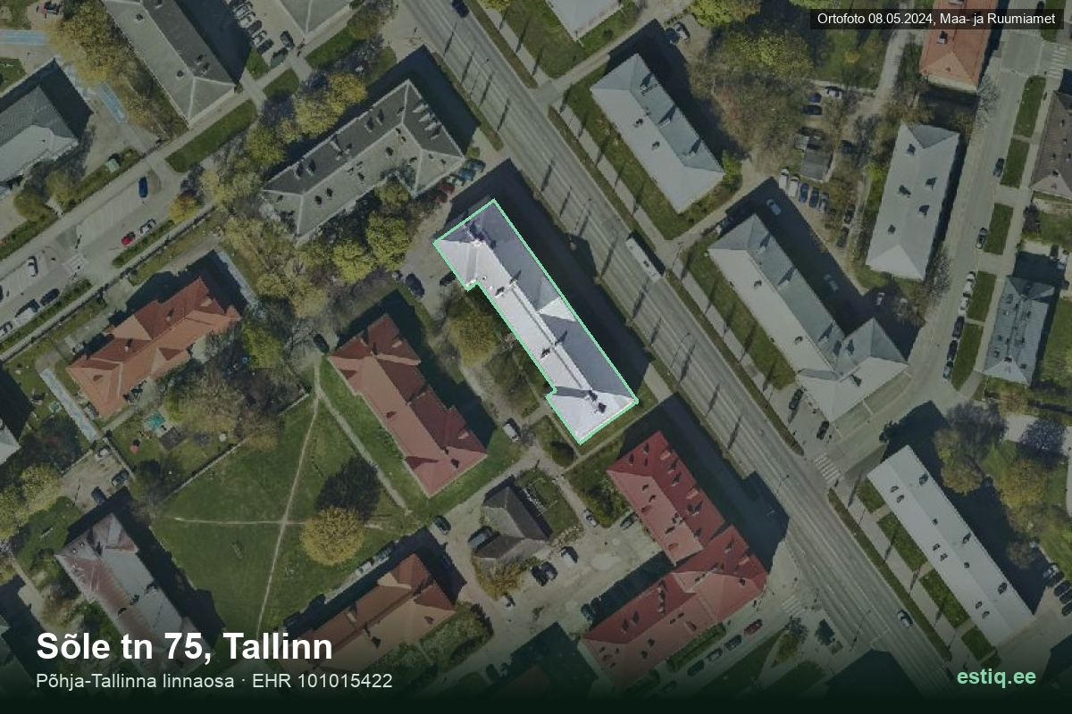 Sõle tänav 75, Tallinn – hoone aerofoto, kontuur ehitisregistri (EHR) andmetest