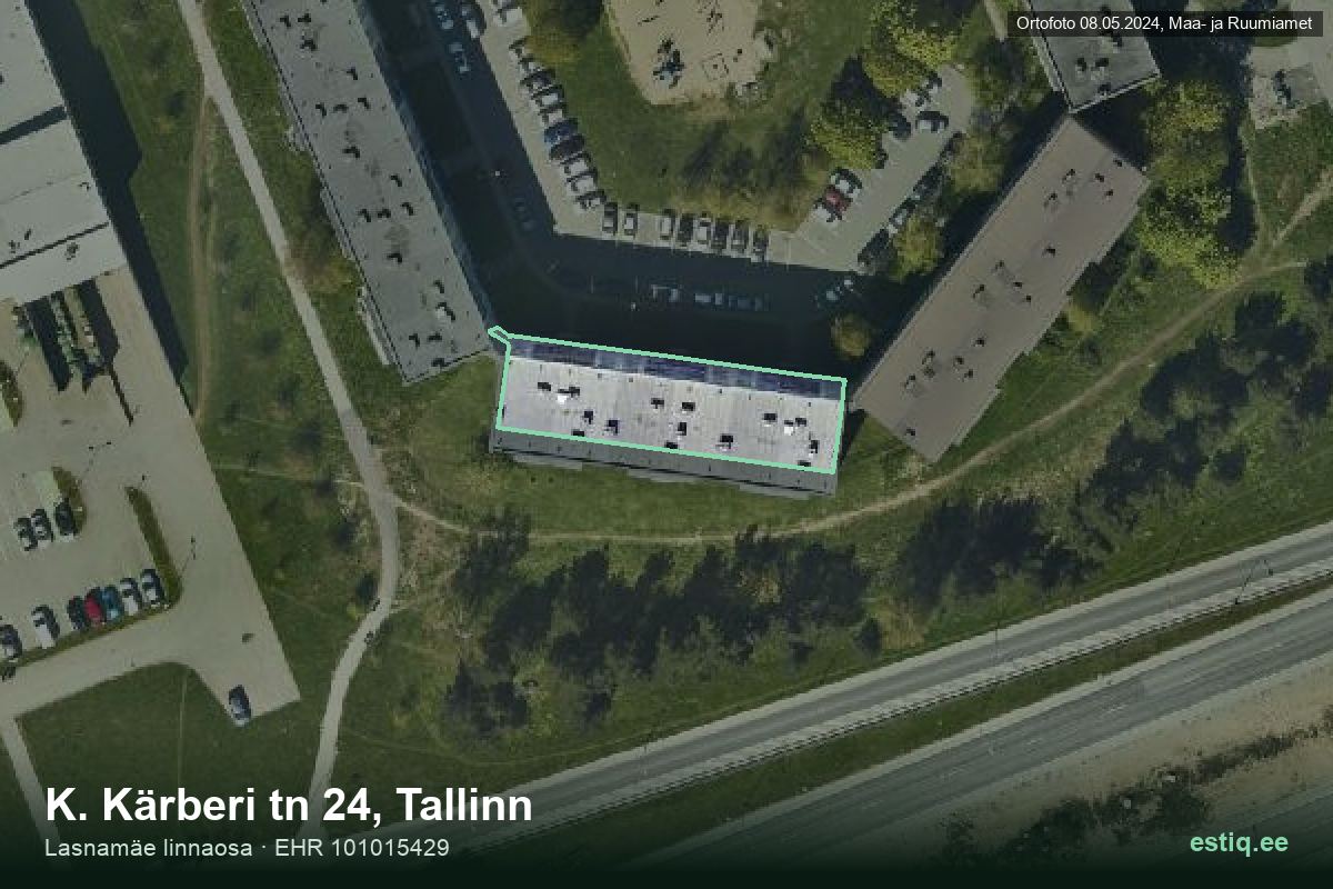 K. Kärberi tänav 24, Tallinn – hoone aerofoto, kontuur ehitisregistri (EHR) andmetest
