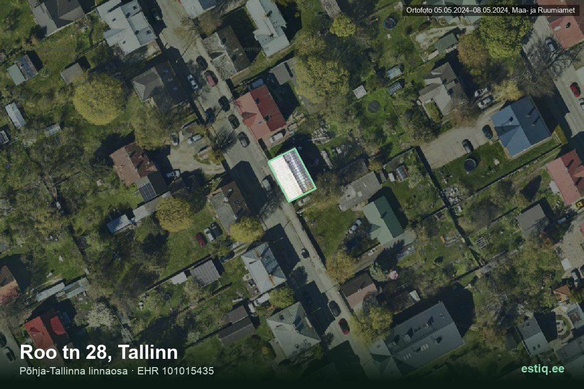 Roo tänav 28, Tallinn – ilmakuva rakennuksesta, ääriviiva rakennusrekisteristä (EHR)