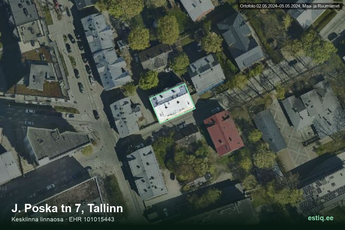 J. Poska tänav 7, Tallinn – hoone aerofoto, kontuur ehitisregistri (EHR) andmetest