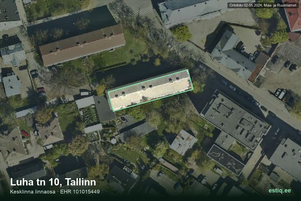 Luha tänav 10, Tallinn – hoone aerofoto, kontuur ehitisregistri (EHR) andmetest