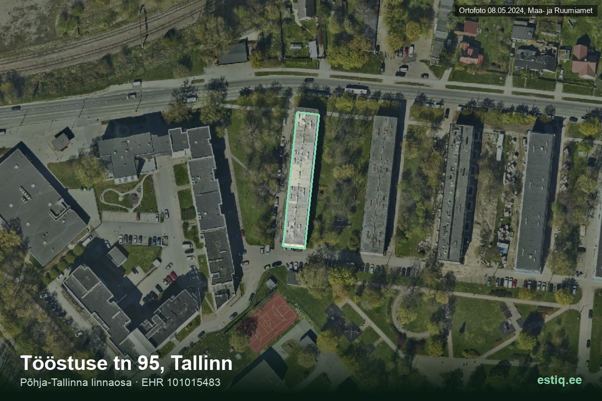 Tööstuse tänav 95, Tallinn – hoone aerofoto, kontuur ehitisregistri (EHR) andmetest