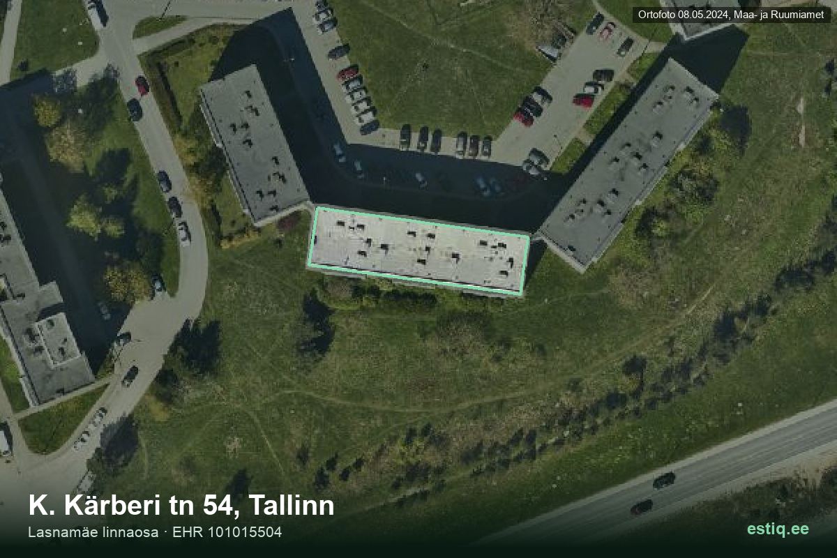 K. Kärberi tänav 54, Tallinn – hoone aerofoto, kontuur ehitisregistri (EHR) andmetest