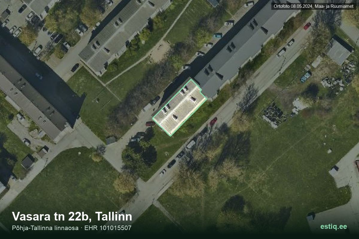 Vasara tänav 22b, Tallinn – aerial photo of the building, outline from the Building Register (EHR)