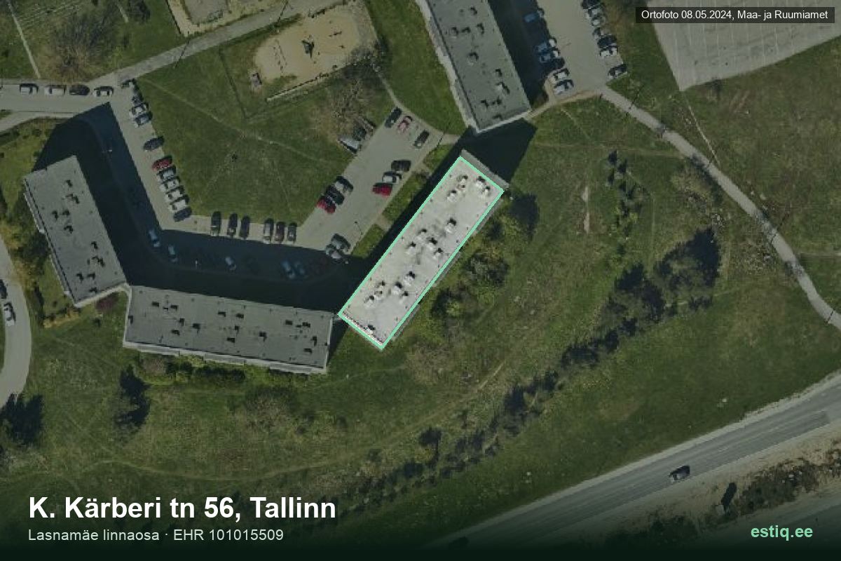 K. Kärberi tänav 56, Tallinn – hoone aerofoto, kontuur ehitisregistri (EHR) andmetest