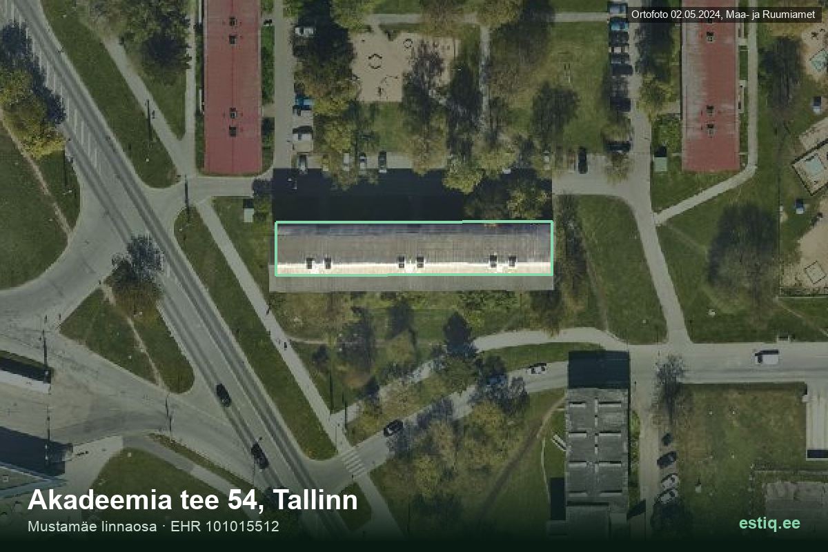 Akadeemia tee 54, Tallinn – hoone aerofoto, kontuur ehitisregistri (EHR) andmetest