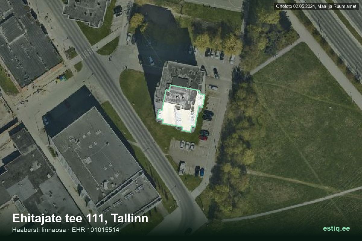 Ehitajate tee 111, Tallinn – hoone aerofoto, kontuur ehitisregistri (EHR) andmetest