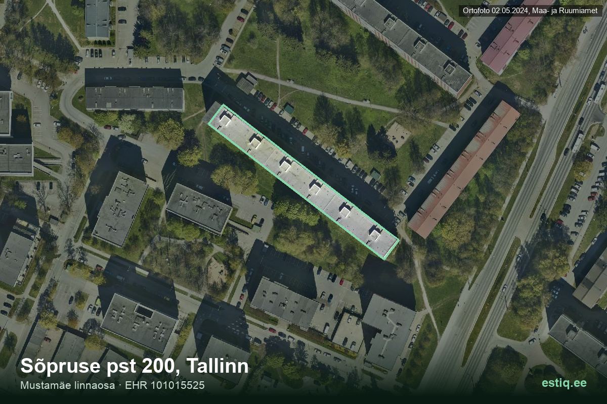 Sõpruse pst 200, Tallinn – hoone aerofoto, kontuur ehitisregistri (EHR) andmetest