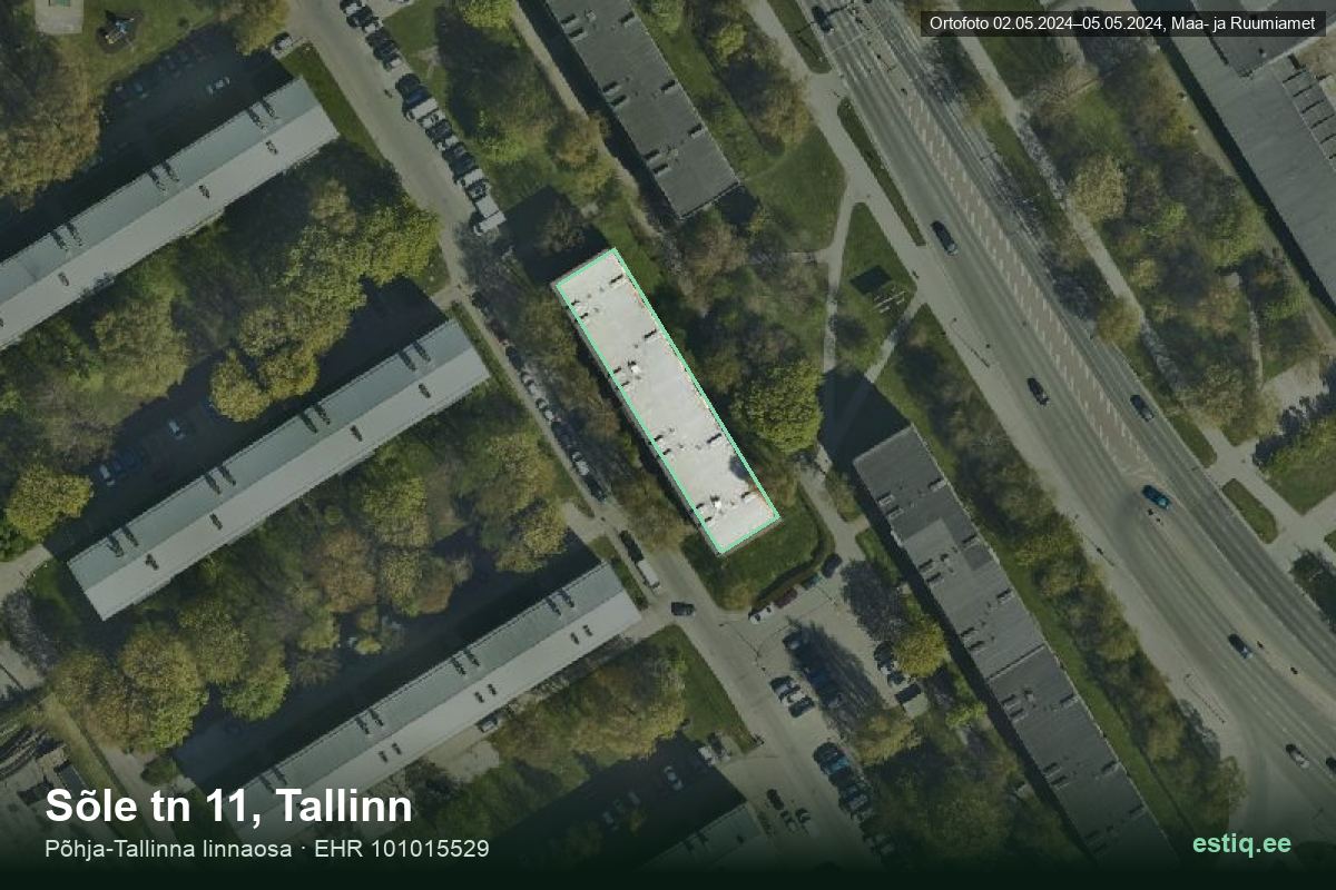 Sõle tänav 11, Tallinn – hoone aerofoto, kontuur ehitisregistri (EHR) andmetest