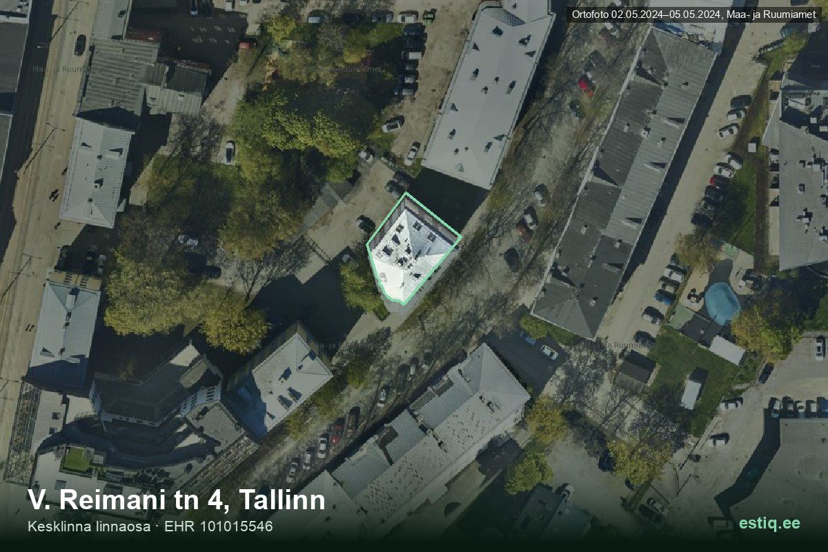 V. Reimani tänav 4, Tallinn – aerial photo of the building, outline from the Building Register (EHR)