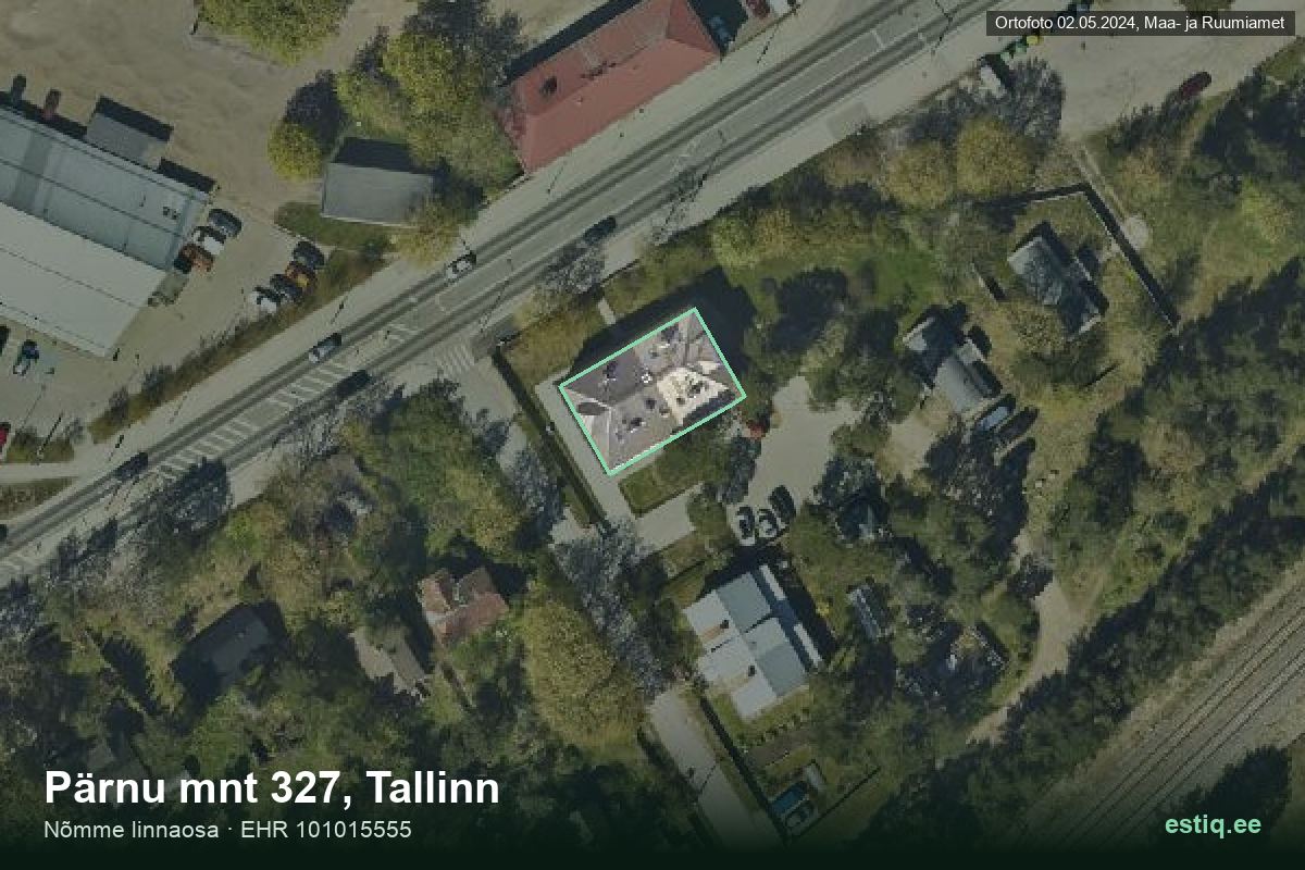 Pärnu mnt 327, Tallinn – hoone aerofoto, kontuur ehitisregistri (EHR) andmetest