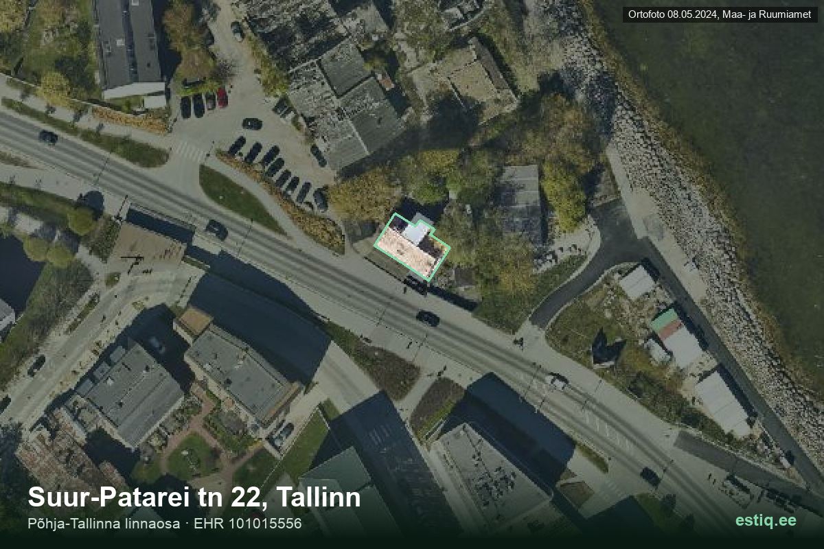 Suur-Patarei tänav 22, Tallinn – aerial photo of the building, outline from the Building Register (EHR)
