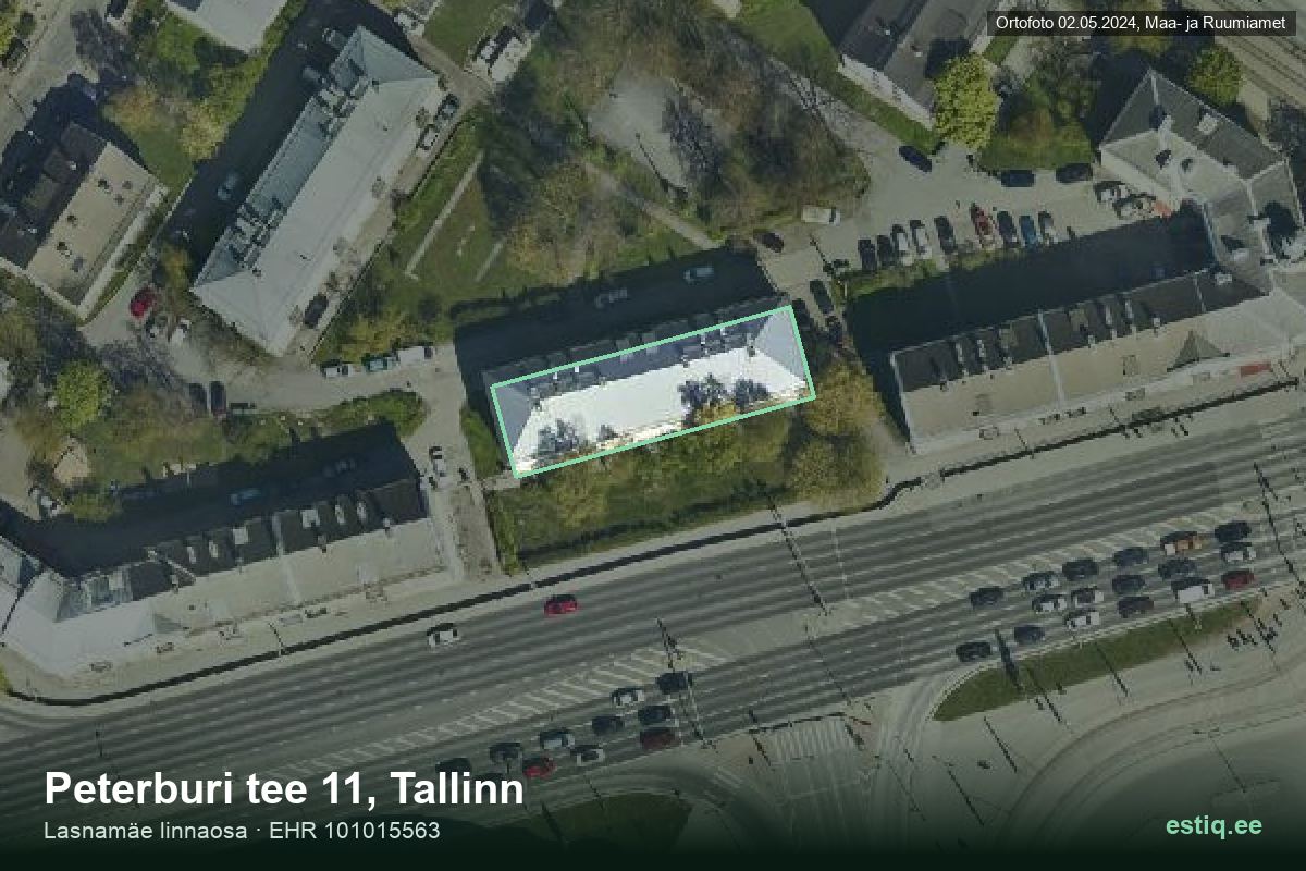 Peterburi tee 11, Tallinn – aerial photo of the building, outline from the Building Register (EHR)