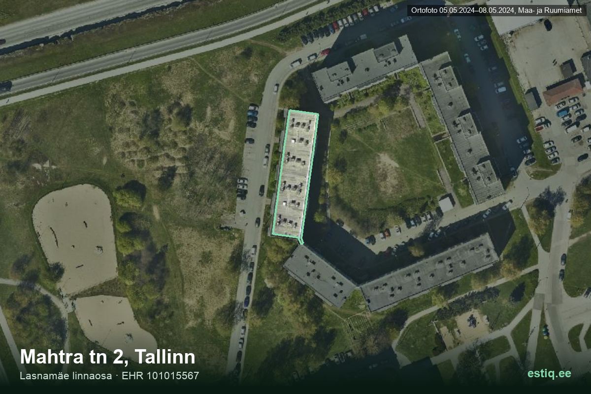 Mahtra tänav 2, Tallinn – hoone aerofoto, kontuur ehitisregistri (EHR) andmetest