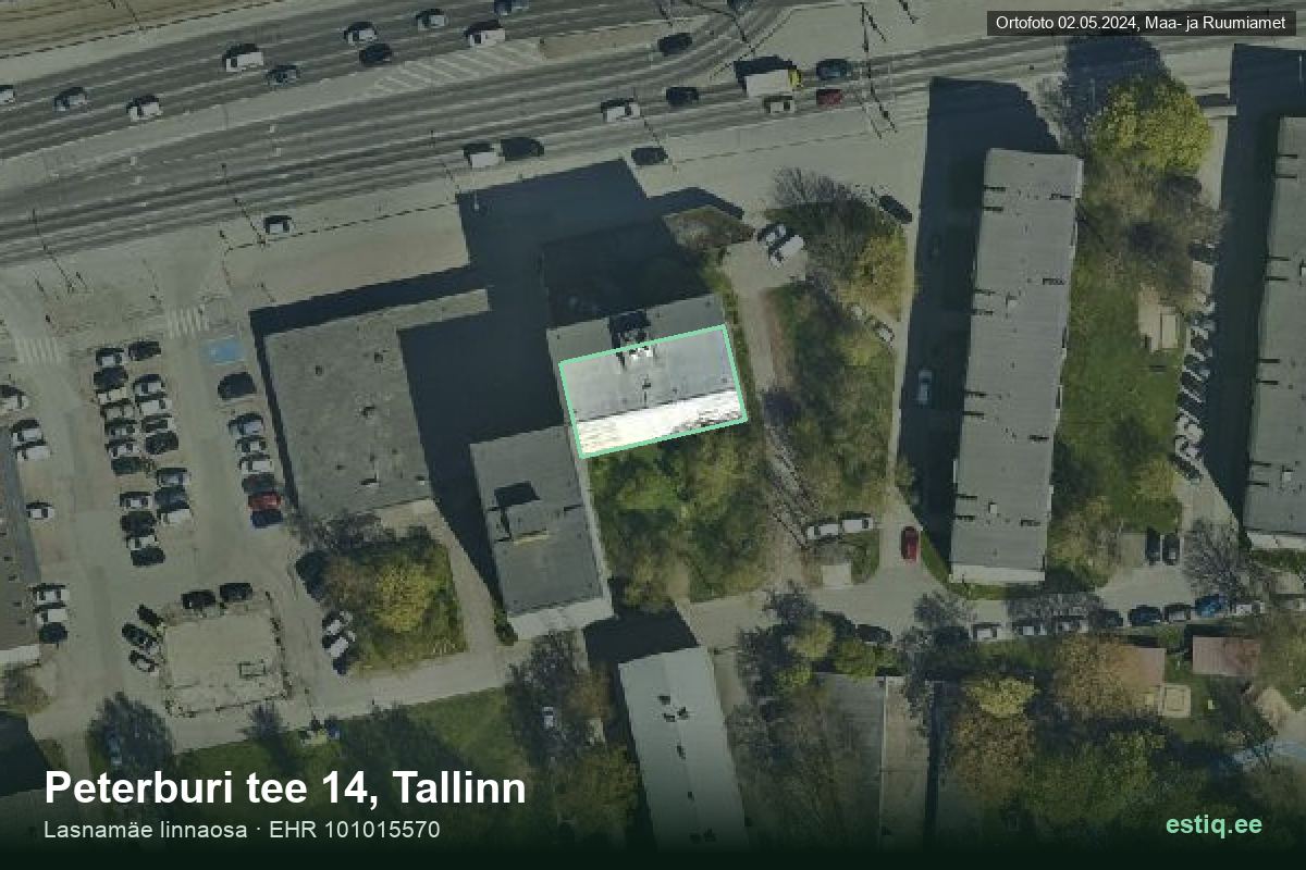 Peterburi tee 14, Tallinn – ilmakuva rakennuksesta, ääriviiva rakennusrekisteristä (EHR)