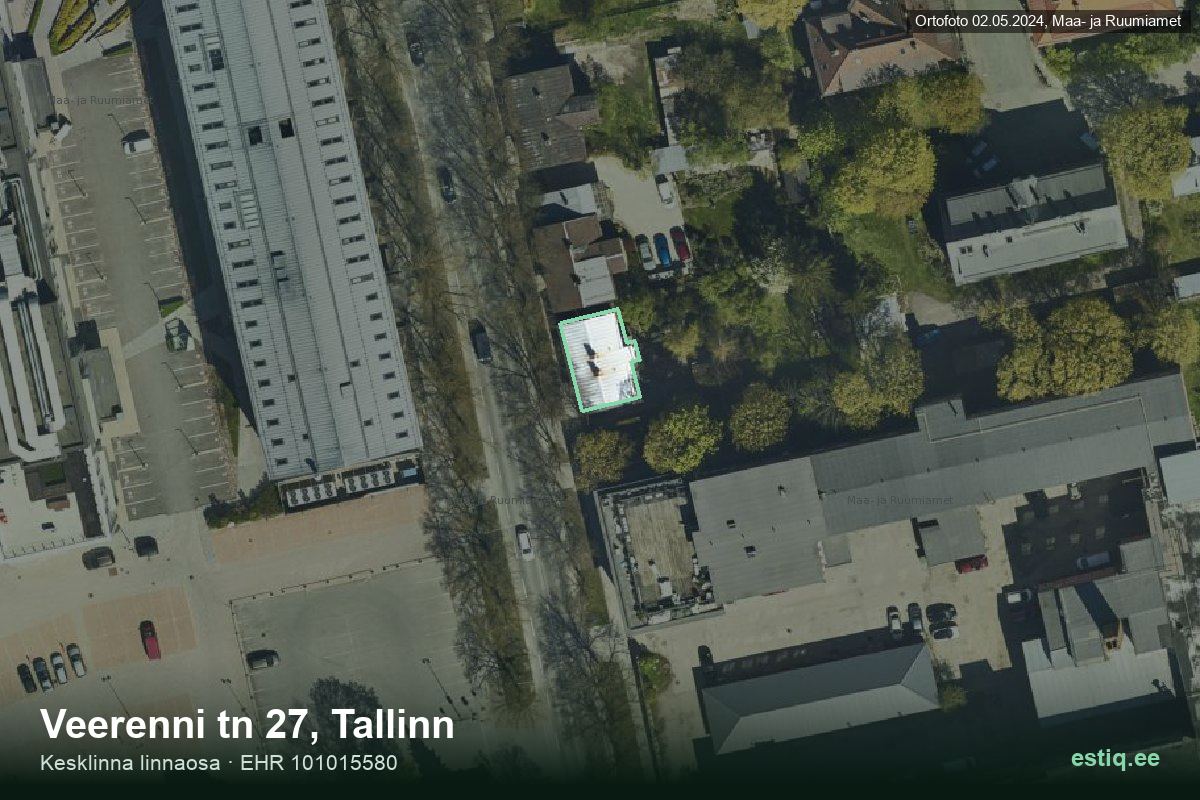 Veerenni tänav 27, Tallinn – ilmakuva rakennuksesta, ääriviiva rakennusrekisteristä (EHR)