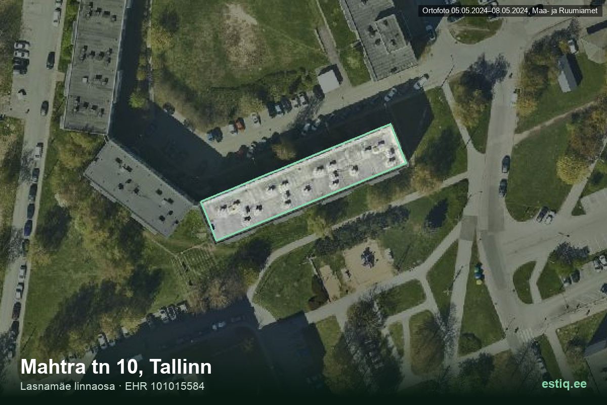 Mahtra tänav 10, Tallinn – hoone aerofoto, kontuur ehitisregistri (EHR) andmetest