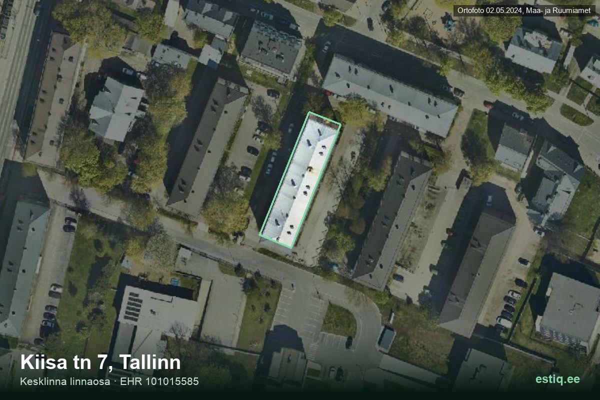 Kiisa tänav 7, Tallinn – aerial photo of the building, outline from the Building Register (EHR)