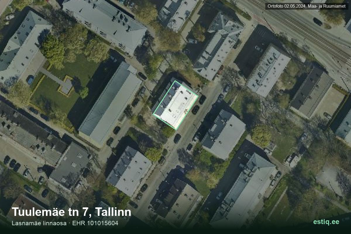 Tuulemäe tänav 7, Tallinn – hoone aerofoto, kontuur ehitisregistri (EHR) andmetest