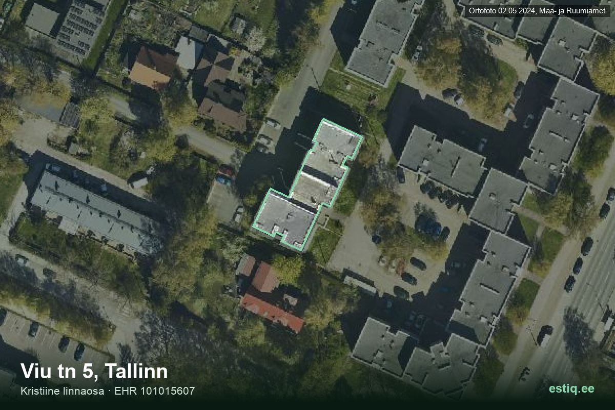 Viu tänav 5, Tallinn – aerial photo of the building, outline from the Building Register (EHR)