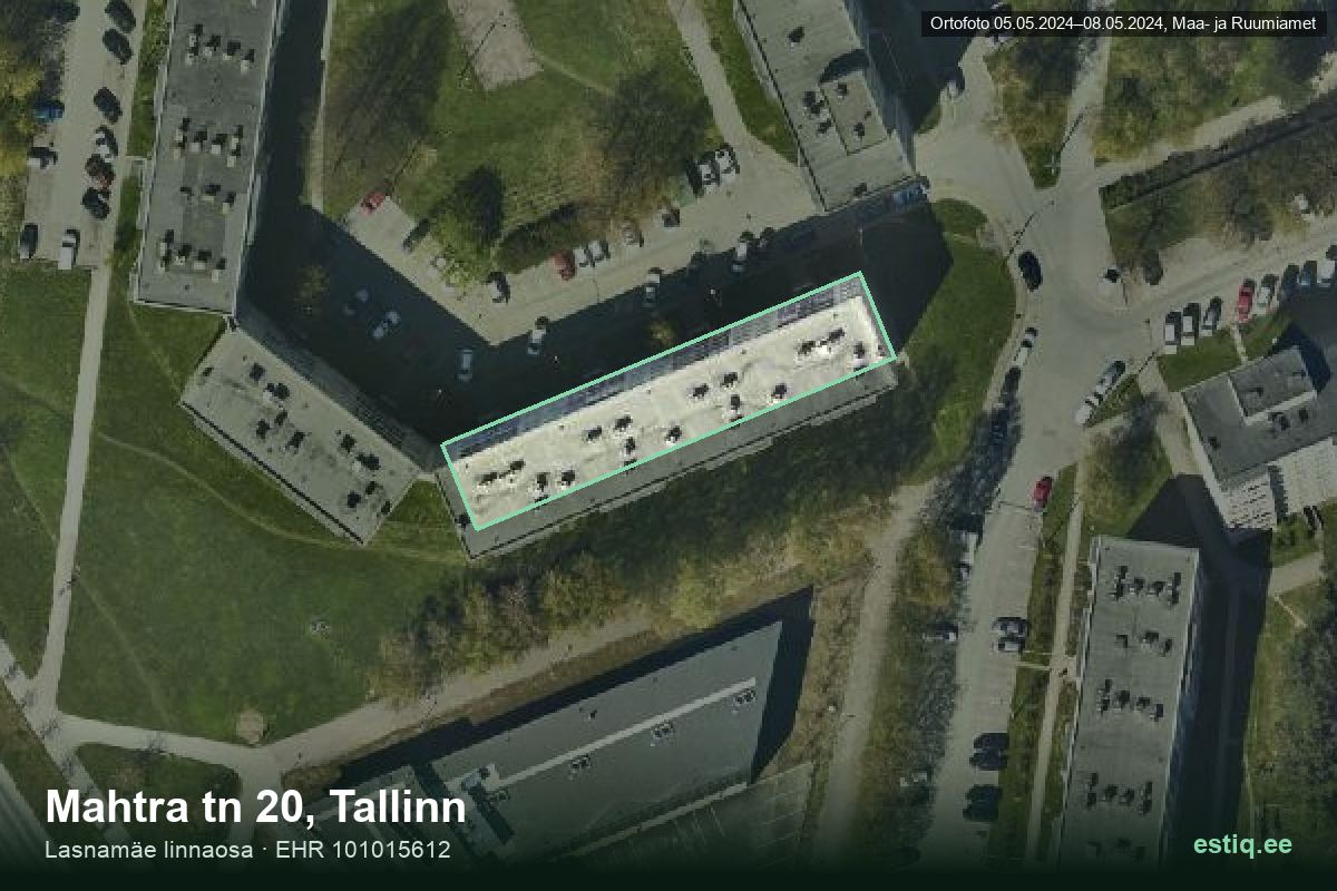 Mahtra tänav 20, Tallinn – hoone aerofoto, kontuur ehitisregistri (EHR) andmetest