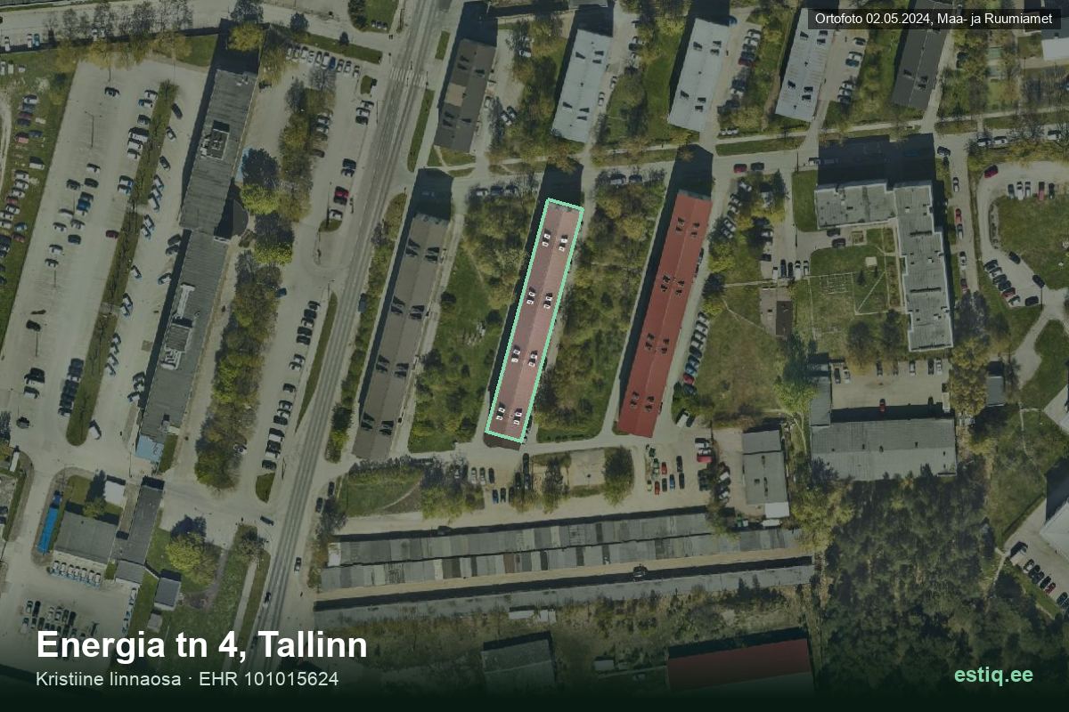 Energia tänav 4, Tallinn – ilmakuva rakennuksesta, ääriviiva rakennusrekisteristä (EHR)