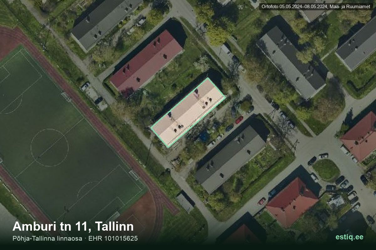 Amburi tänav 11, Tallinn – hoone aerofoto, kontuur ehitisregistri (EHR) andmetest