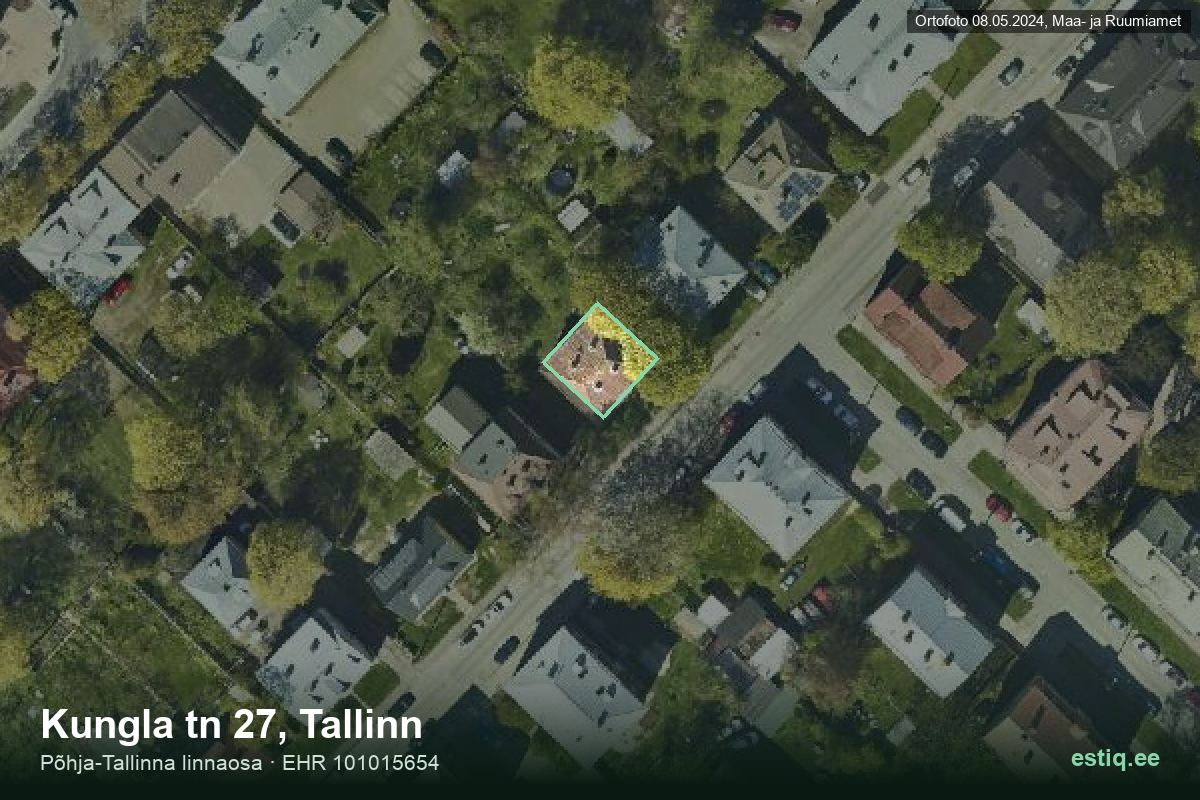 Kungla tänav 27, Tallinn – hoone aerofoto, kontuur ehitisregistri (EHR) andmetest