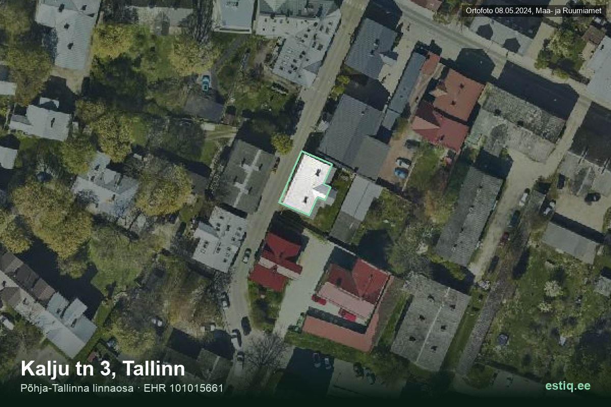 Kalju tänav 3, Tallinn – hoone aerofoto, kontuur ehitisregistri (EHR) andmetest