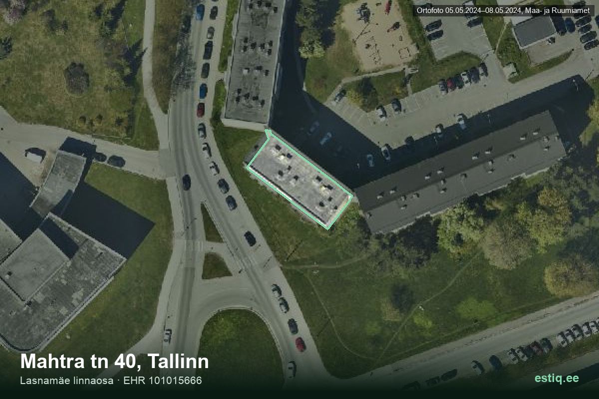 Mahtra tänav 40, Tallinn – hoone aerofoto, kontuur ehitisregistri (EHR) andmetest
