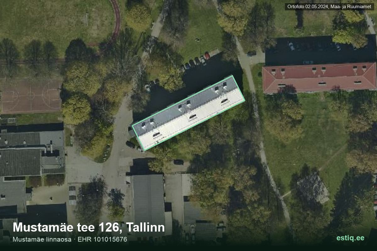 Mustamäe tee 126, Tallinn – hoone aerofoto, kontuur ehitisregistri (EHR) andmetest