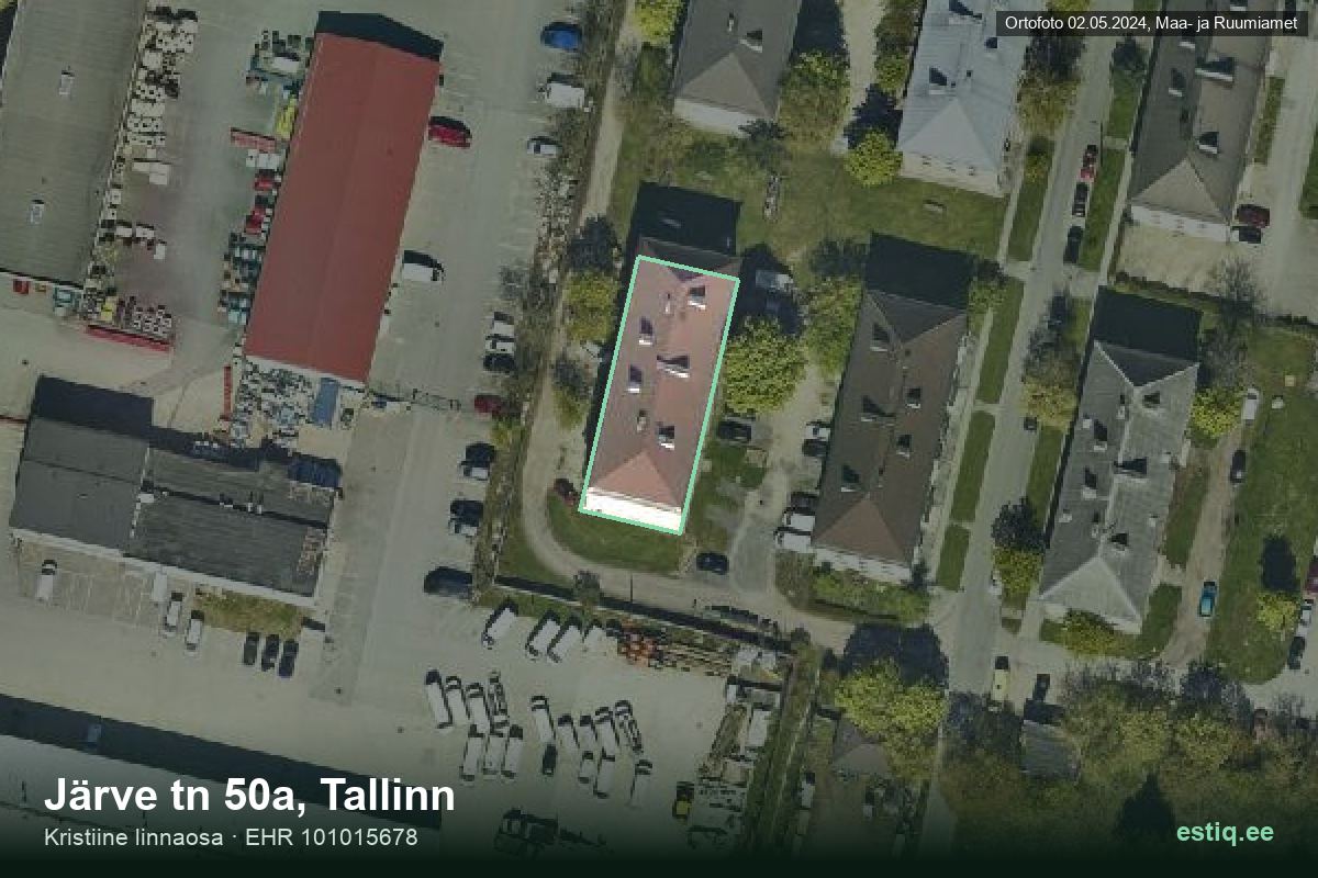 Järve tänav 50a, Tallinn – ilmakuva rakennuksesta, ääriviiva rakennusrekisteristä (EHR)