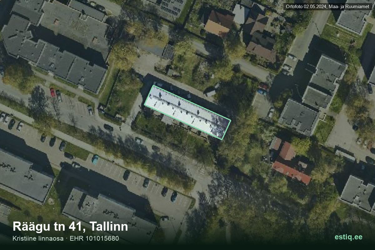 Räägu tänav 41, Tallinn – aerial photo of the building, outline from the Building Register (EHR)