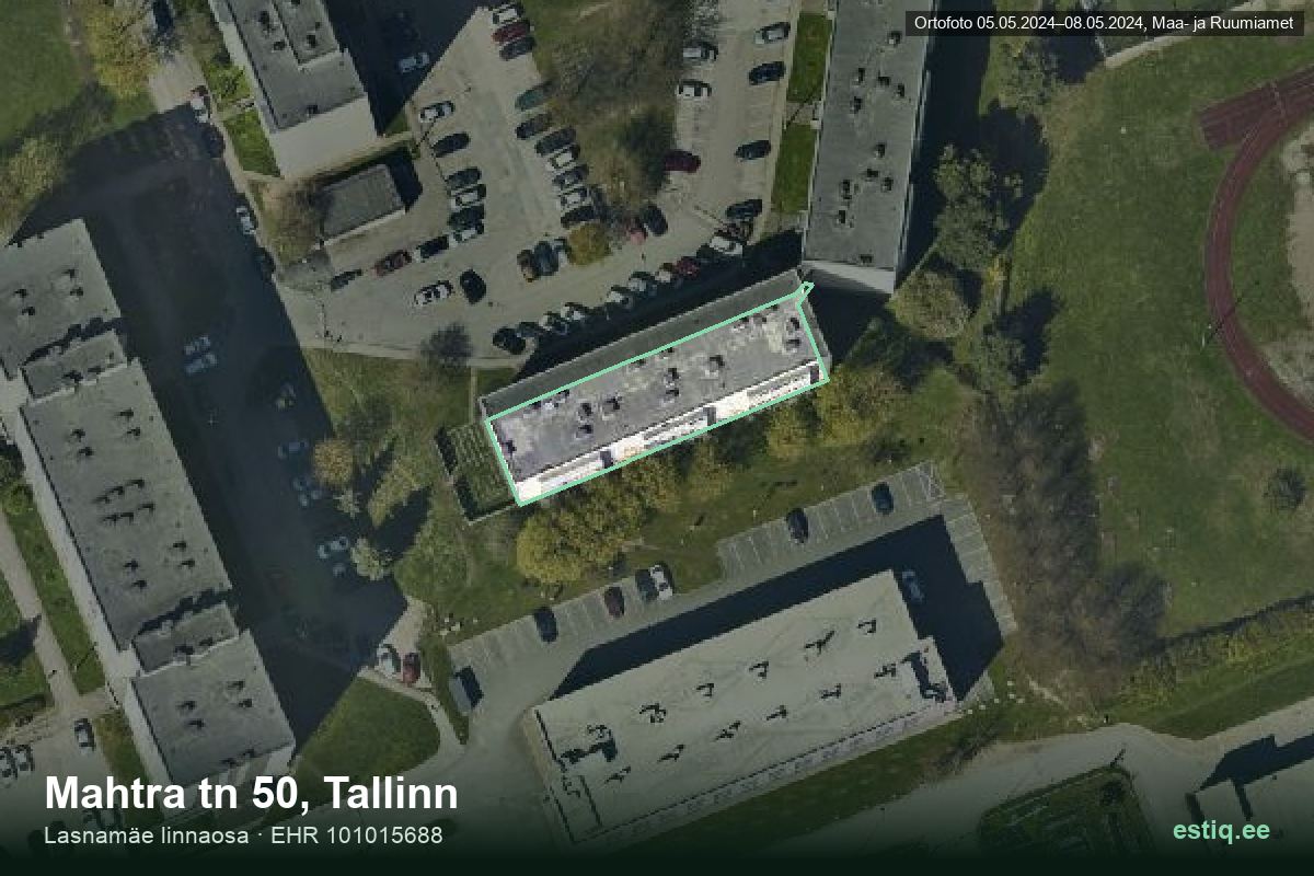 Mahtra tänav 50, Tallinn – hoone aerofoto, kontuur ehitisregistri (EHR) andmetest