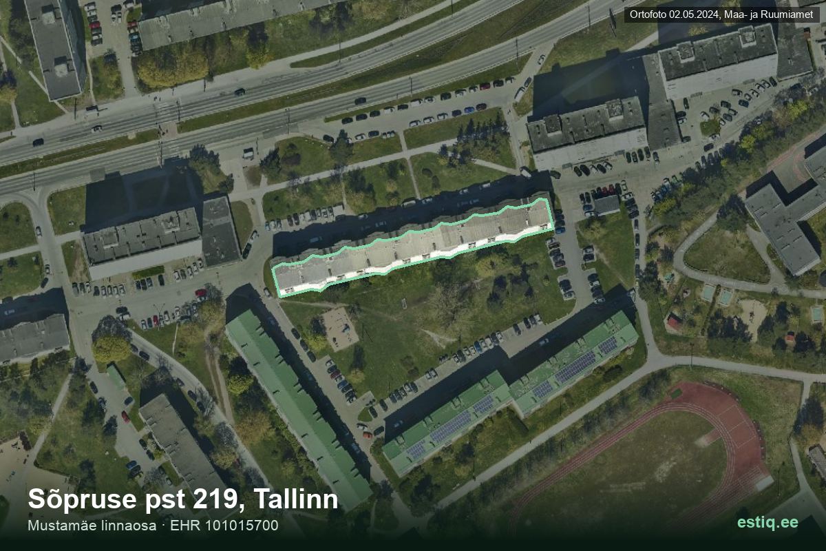 Sõpruse pst 219, Tallinn – hoone aerofoto, kontuur ehitisregistri (EHR) andmetest