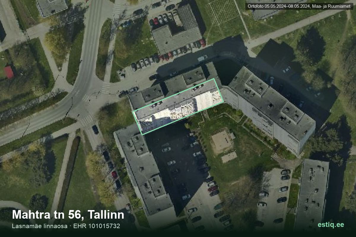 Mahtra tänav 56, Tallinn – hoone aerofoto, kontuur ehitisregistri (EHR) andmetest