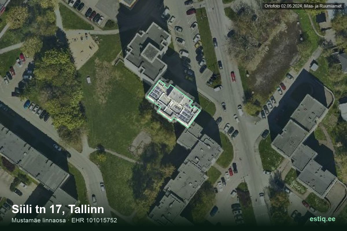 Siili tänav 17, Tallinn – hoone aerofoto, kontuur ehitisregistri (EHR) andmetest