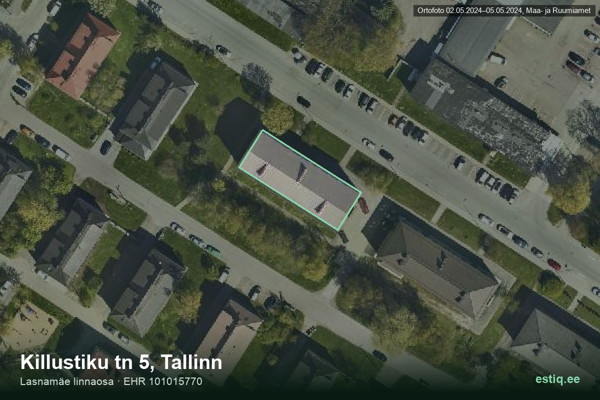 Killustiku tänav 5, Tallinn – aerial photo of the building, outline from the Building Register (EHR)