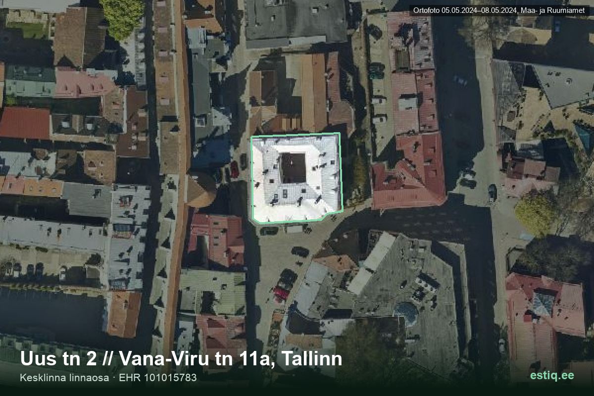Vana-Viru tänav 11a, Tallinn – hoone aerofoto, kontuur ehitisregistri (EHR) andmetest