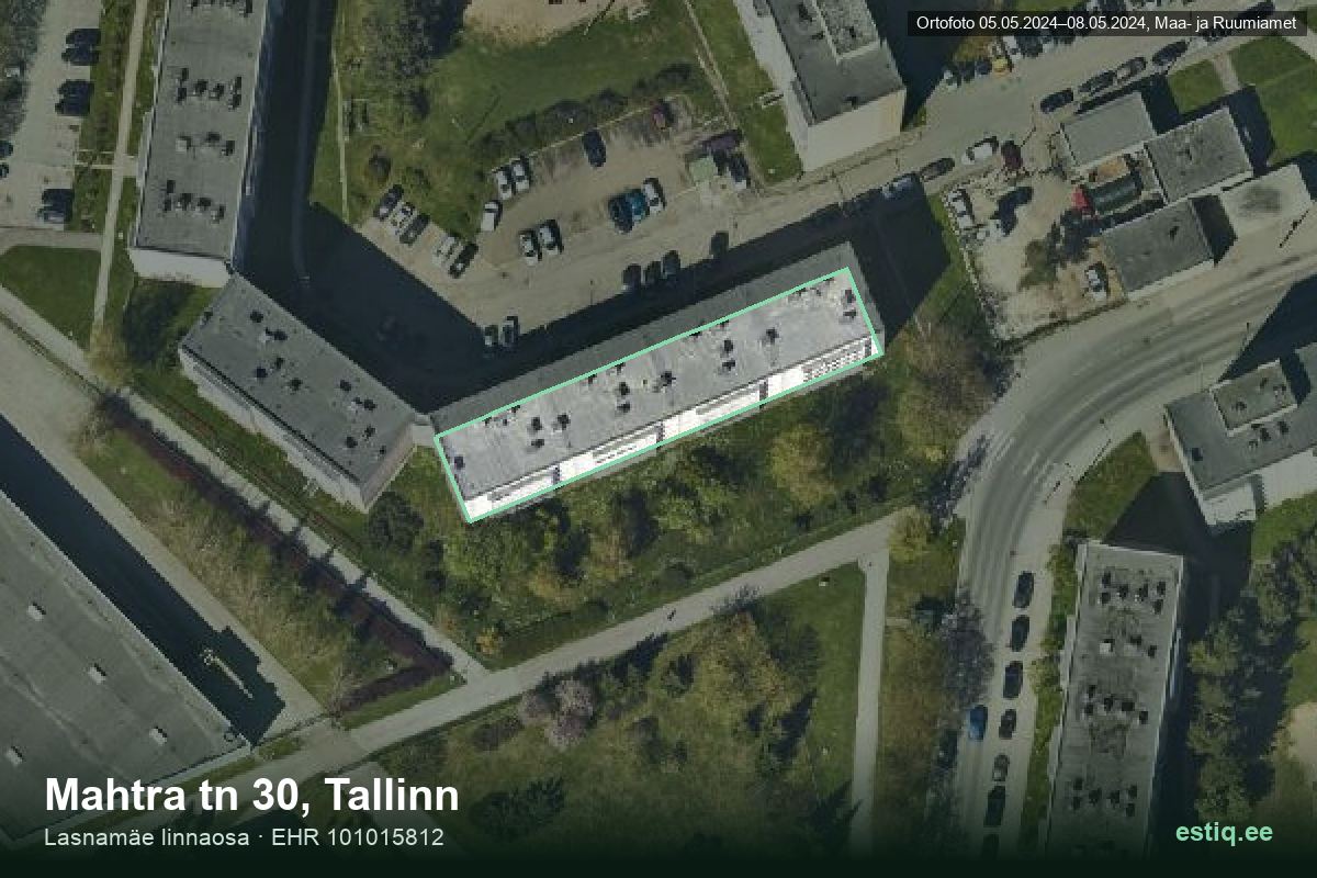 Mahtra tänav 30, Tallinn – hoone aerofoto, kontuur ehitisregistri (EHR) andmetest